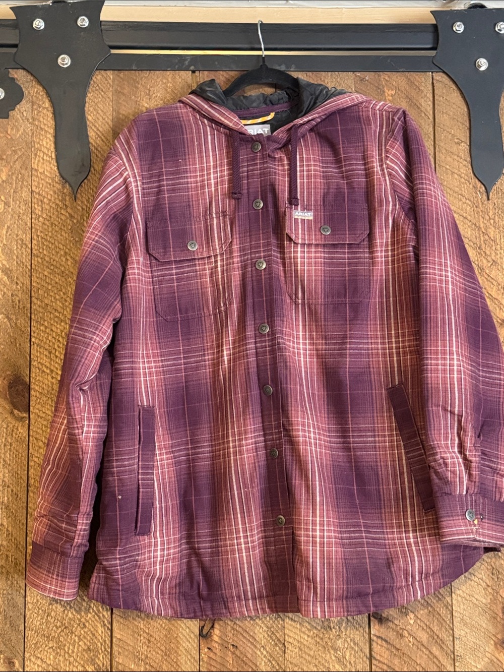 Ariat rebar Burgundy Plaid Hooded Jacket